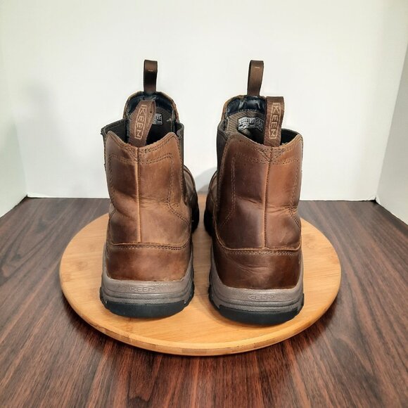 Keen Anchorage III Mens 12 Boots Dark Earth Mulch Leather Pull On Waterproof - Picture 4 of 10